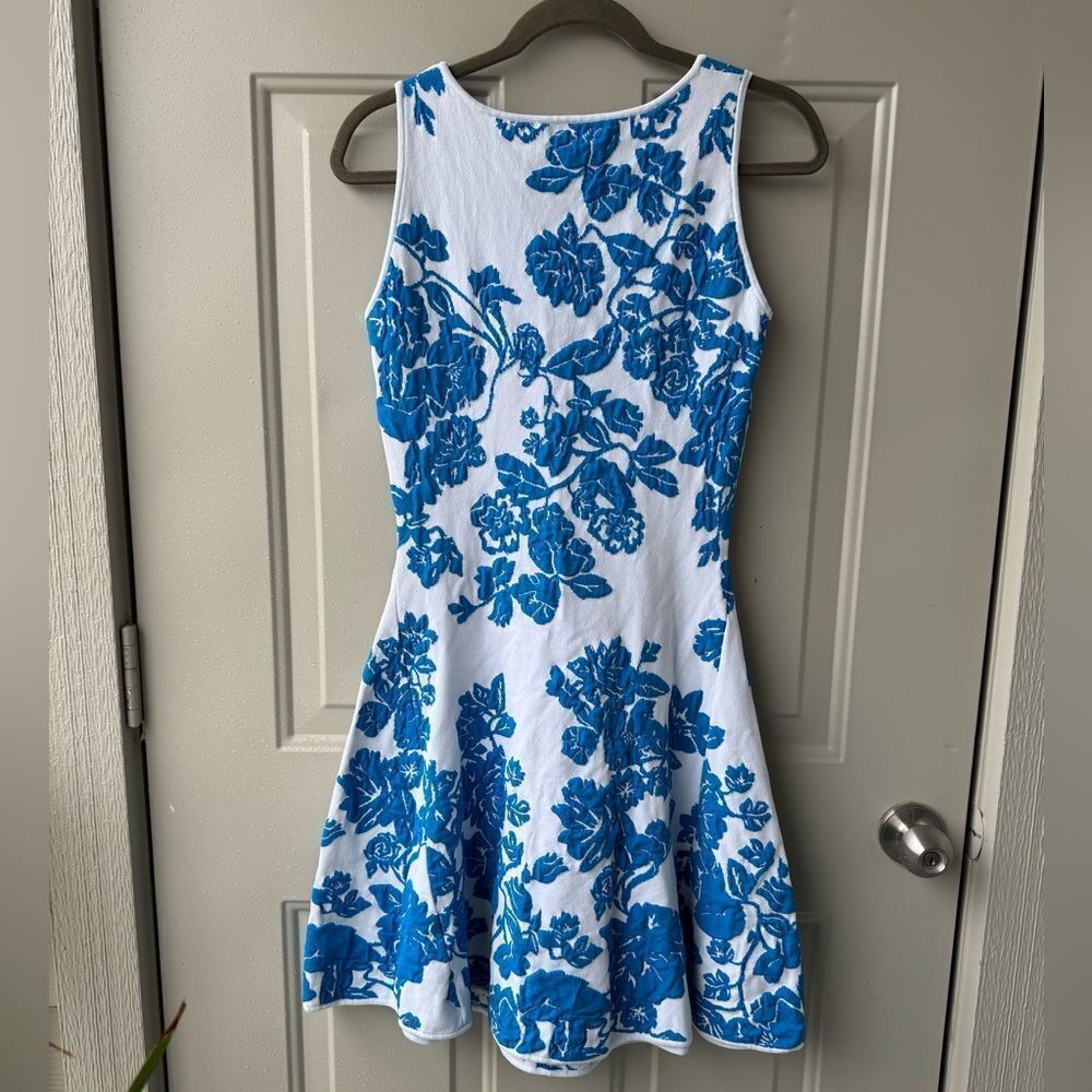 Milly White and Blue Floral Mini Dress - Picture 7 of 10